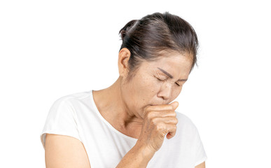 old asian woman coughing bronchitis or asthma