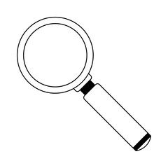 magnifying glass symbol in black and white
