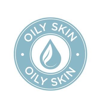 Oily Skin Icon. Label With Skin Type Indicator For Personal Care Products.