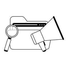 Business and office elements in black and white