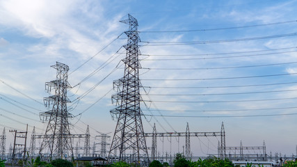 Low Angle View Of Electricity Pylon Against Cloudy Sky
