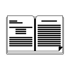 Book open symbol in black and white
