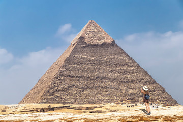 The Pyramid of Khafre or of Chephren, is the second-tallest and second-largest of the Ancient Egyptian Pyramids of Giza and the tomb of the Fourth-Dynasty pharaoh Khafre (Chefren)