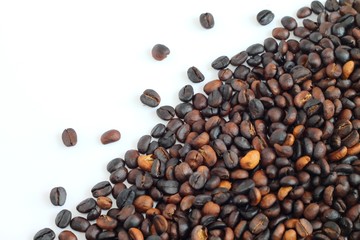 Coffee beans isolated on white background.