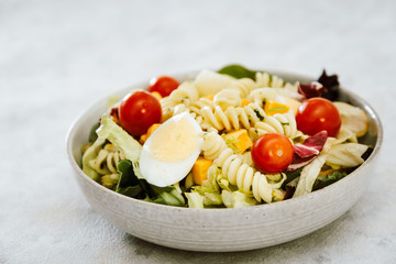Dutch Mimolette egg pasta salad