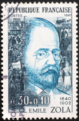 Emile Zola on french postage stamp