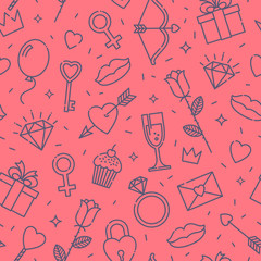 International women's day  or Valentine's day seamless pattern, Vector illustration.