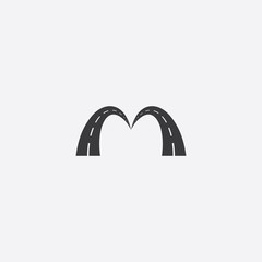 highway road letter m vector logo icon