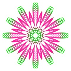 Anti-Stress Therapy Pattern. Mandala. For Design Backgrounds. Vector Illustration. Can Be Used For Textile, Greeting Card, Coloring Book, Phone Case Print. Gradient green, pink color