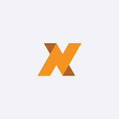 n icon letter logo orange vector sign