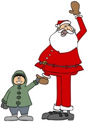 Santa holding a small boys hand