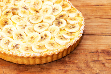 Banana Tart. Fresh sliced banana custard tart