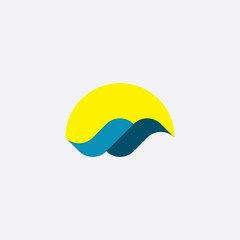 tourism logo icon water wave sun vector element