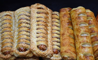 sausages and mince in the dough