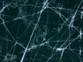 View of the frozen Lake Baikal in winter from drone. Ice cracks on lake. Abraham Lake, Lake Superior. Cracked ground of frozen lake Baikal, Irkutsk, Siberia, Russia. Slippy and cold frozen ground.