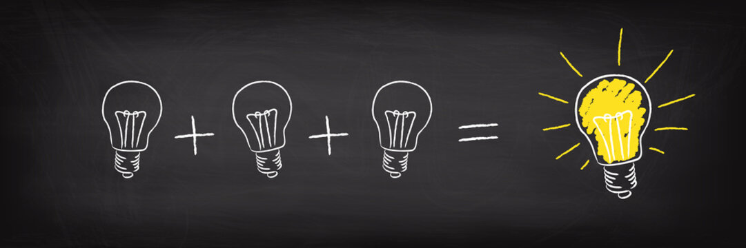 Gl&uuml;hbirne Teamwork Konzept Idee und Innovation Rechnung
