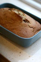 Homemade baked banana bread. Selective focus.