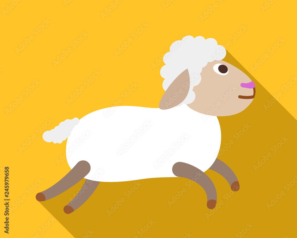 Poster running sheep icon. flat illustration of running sheep vector icon for web design