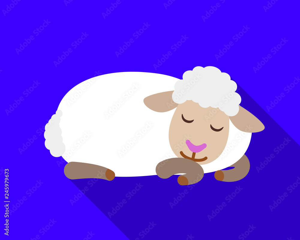 Poster sleeping sheep icon. flat illustration of sleeping sheep vector icon for web design