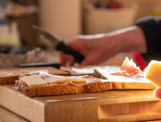 Woman making sandwiches