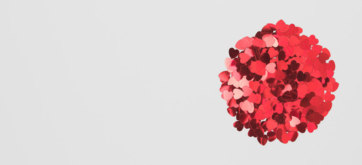 many, little glittering red hearts on valentine day white background