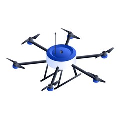 Small hexacopter drone icon. Isometric of small hexacopter drone vector icon for web design isolated on white background