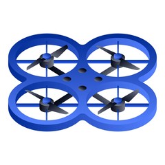 Blue drone icon. Isometric of blue drone vector icon for web design isolated on white background