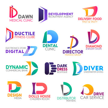 Business icons, letter D, corporate identity