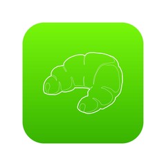 Croissant icon green vector isolated on white background