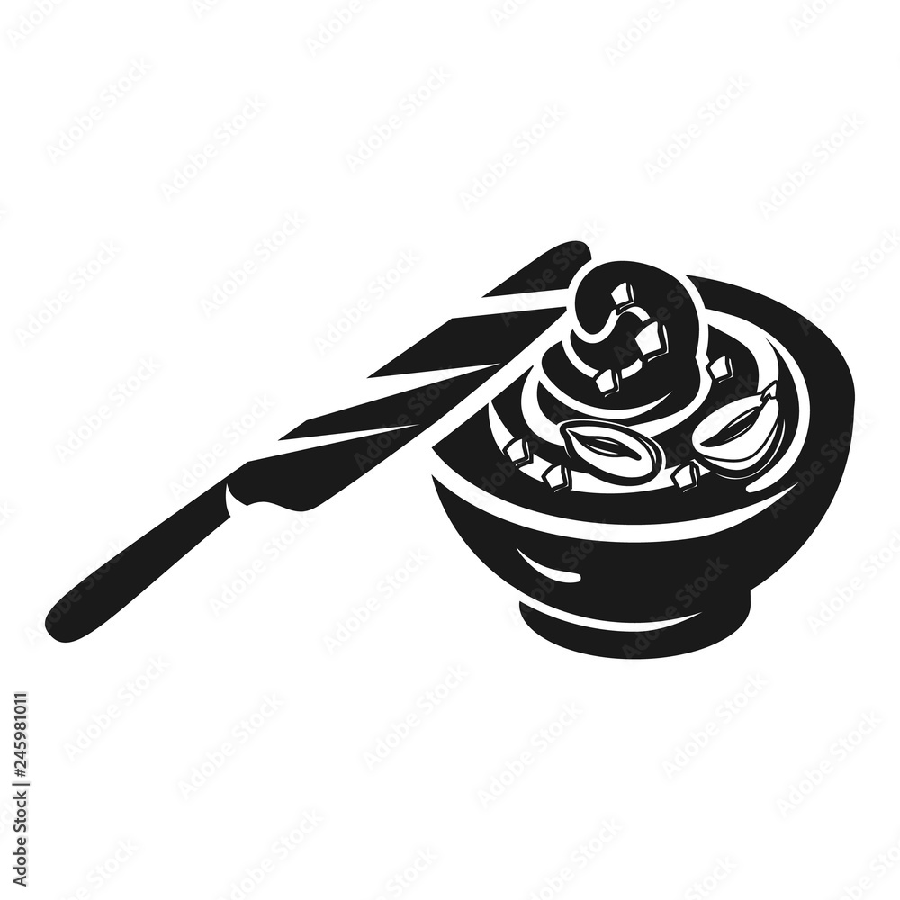 Poster Peanut butter on a knife icon. Simple illustration of peanut butter on a knife vector icon for web design isolated on white background