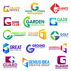 Business icons, letter G, corporate identity