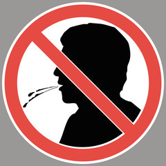 Sign-do not spit. Information prohibiting a person from performing certain actions in the environment.