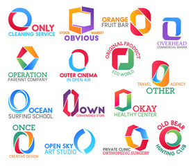 O letter corporate identity, business icons