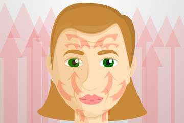 Woman face lifting concept banner. Cartoon illustration of woman face lifting vector concept banner for web design