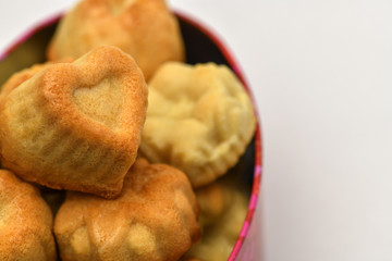 Valentine's day. Closeup of delicious cupcakes in the shape of a heart. Macro photography