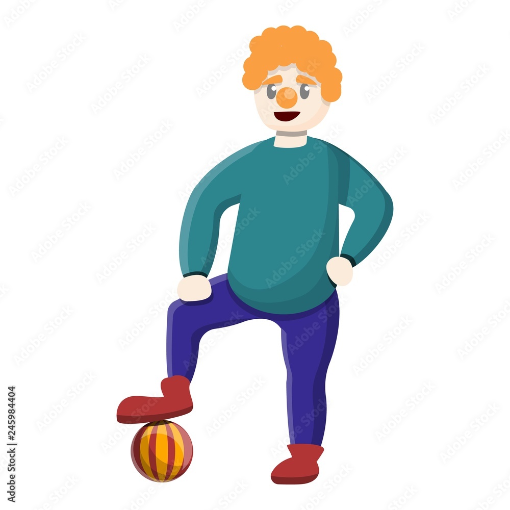 Poster clown with ball icon. cartoon of clown with ball vector icon for web design isolated on white backgr