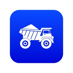 Dump truck with sand icon digital blue for any design isolated on white vector illustration