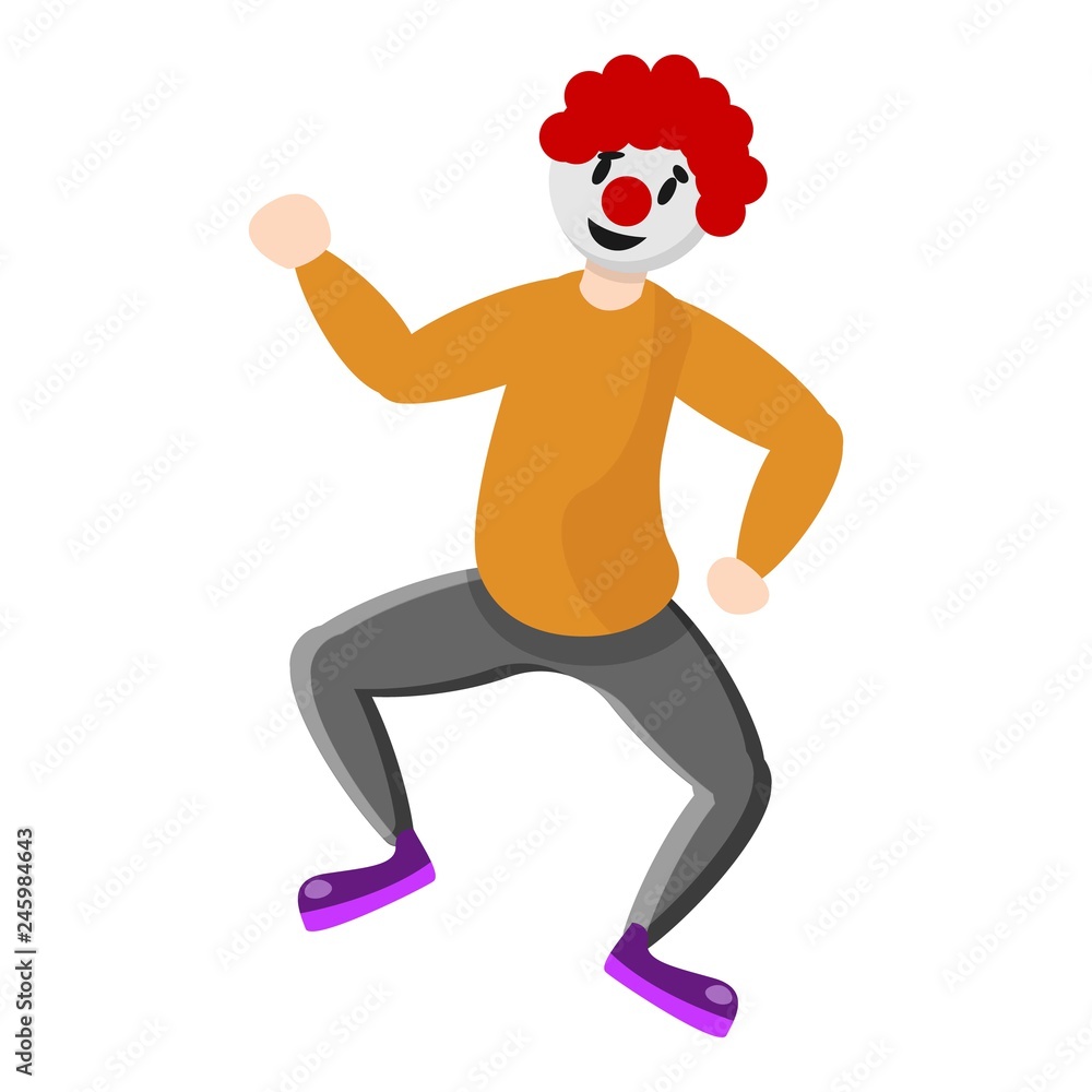 Poster dancing clown icon. cartoon of dancing clown vector icon for web design isolated on white background