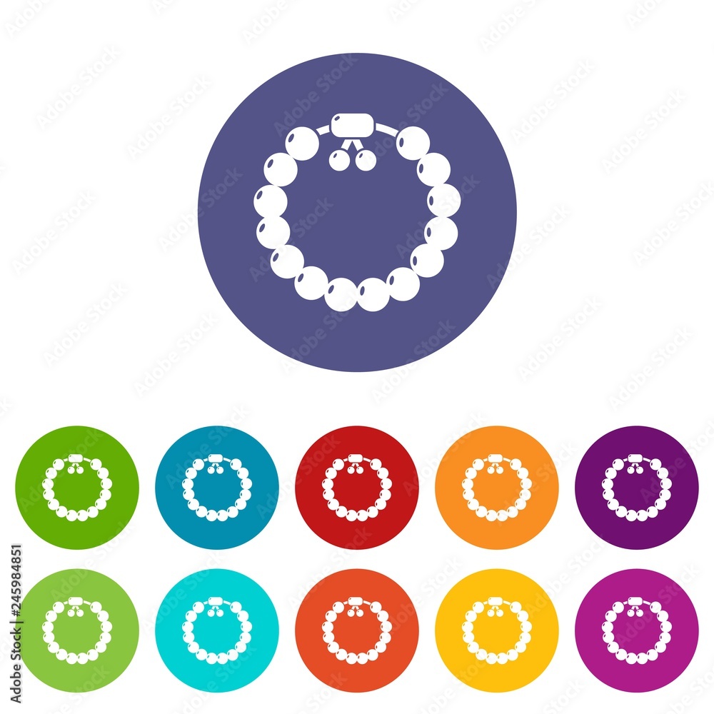 Poster charming gemstone bracelet icons color set vector for any web design on white background