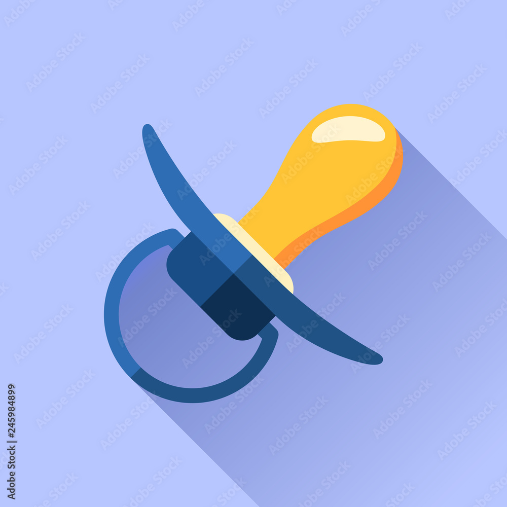 Poster nipple icon in flat style. children soother on color background. vector design object for you busine
