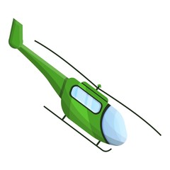 Green helicopter icon. Cartoon of green helicopter vector icon for web design isolated on white background