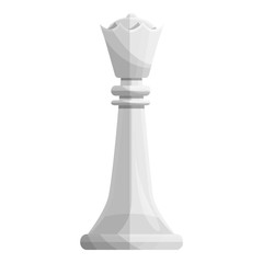 Queen white piece icon. Cartoon of queen white piece vector icon for web design isolated on white background