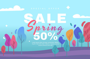 Vector illustration with paper flowers for shopping, advertising, magazines, websites. Spring sale. - 245986275