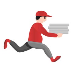 Fototapeta na wymiar Man pizza delivery icon. Cartoon of man pizza delivery vector icon for web design isolated on white background