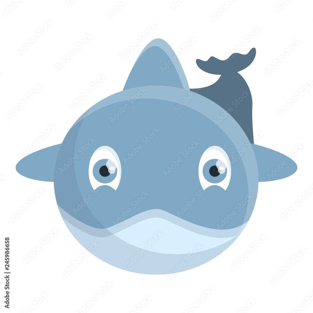 Poster front of dolphin icon. cartoon of front of dolphin vector icon for web design isolated on white back