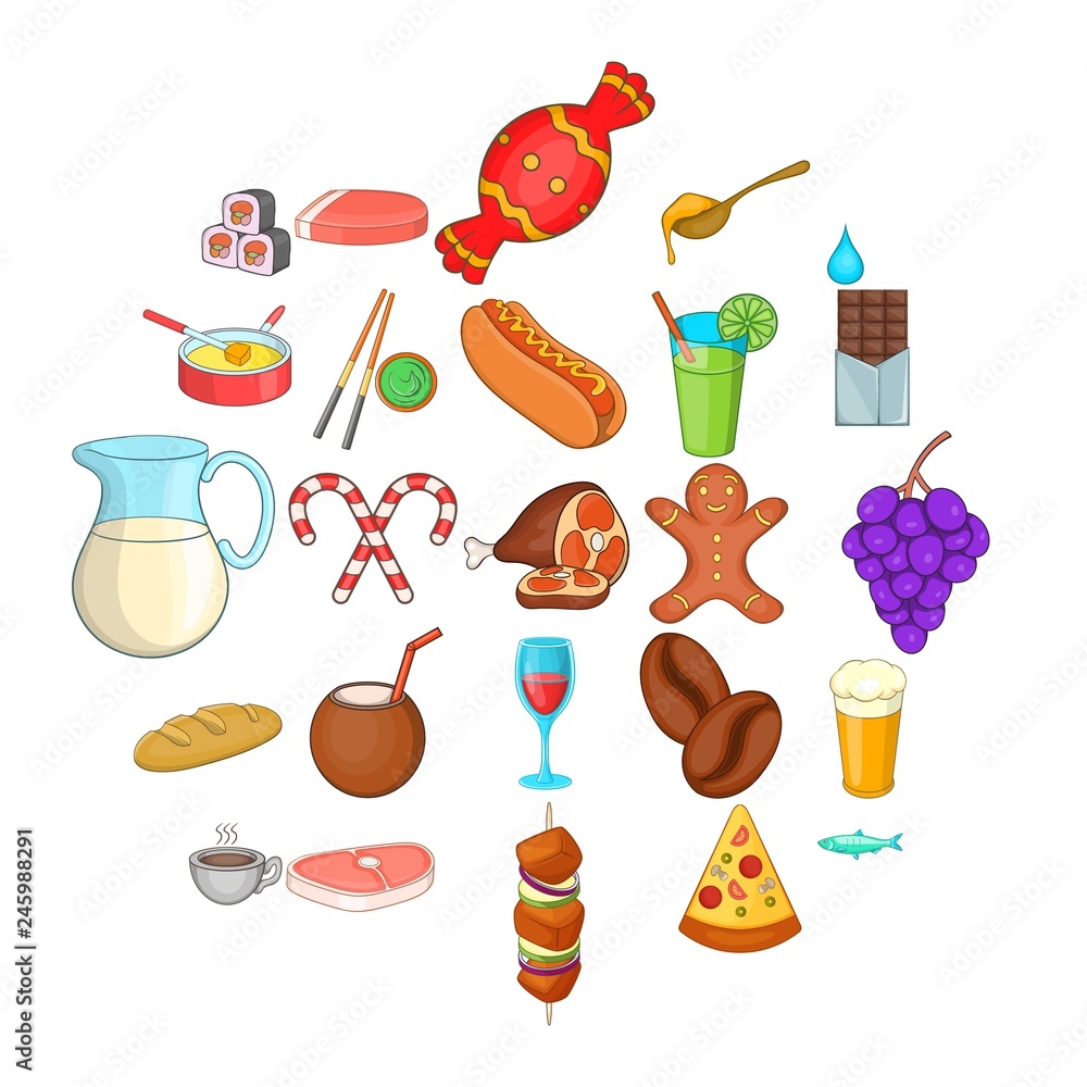 Aufkleber tableware icons set. cartoon set of 25 tableware vector icons for web isolated on white background