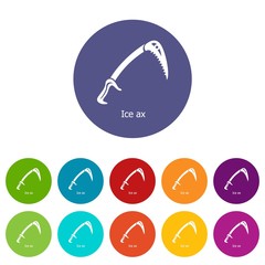 Ice ax icons color set vector for any web design on white background