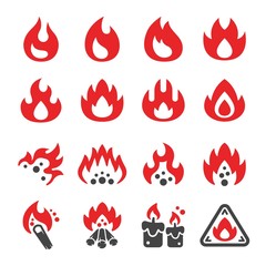 fire and flame icon set,vector and illustration