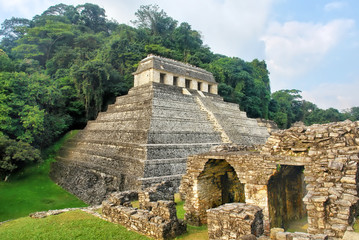 Fototapeta na wymiar The Temple of the Inscriptions of Palenque, Mexico