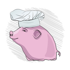 pig cook. Pink pig in a cooking
